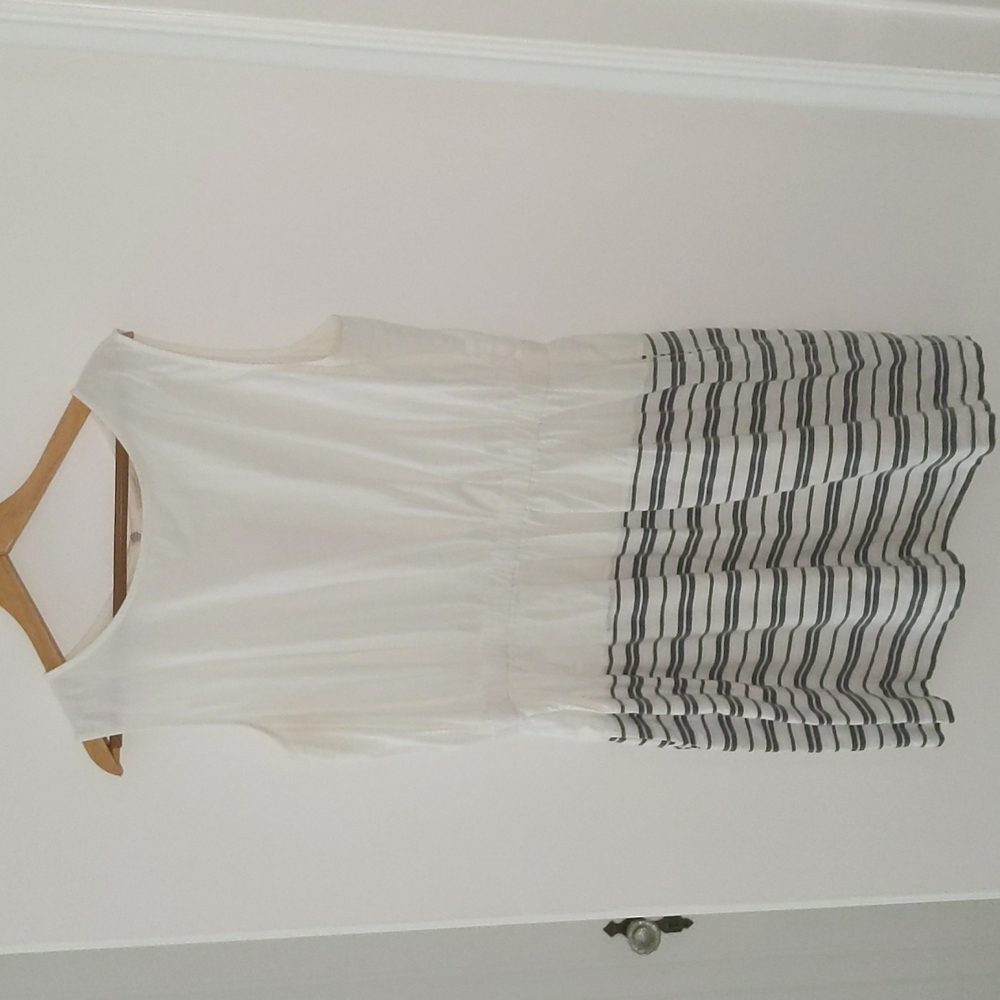 Gap white and blue stripe tank dress with elastic waist size large.
